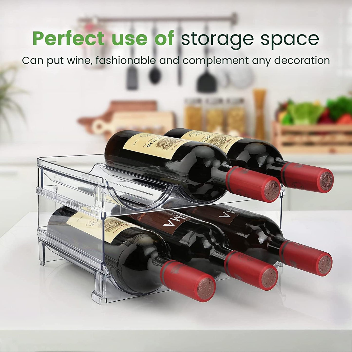 Maximize Your Space: 2-Pack Water Bottle Organizer for Cabinet - Stackable Storage Solution!