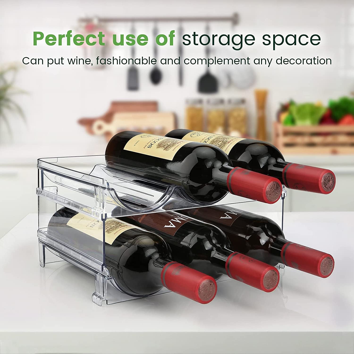 Maximize Your Space: 2-Pack Water Bottle Organizer for Cabinet - Stackable Storage Solution!